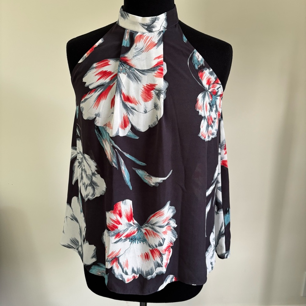Gray Halter Top with Big Floral Design
